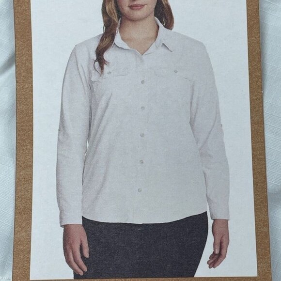 Eddie Bauer Mountain Ripstop Long-Sleeve White Shirt Large Classic Fit d0564 - Picture 1 of 9